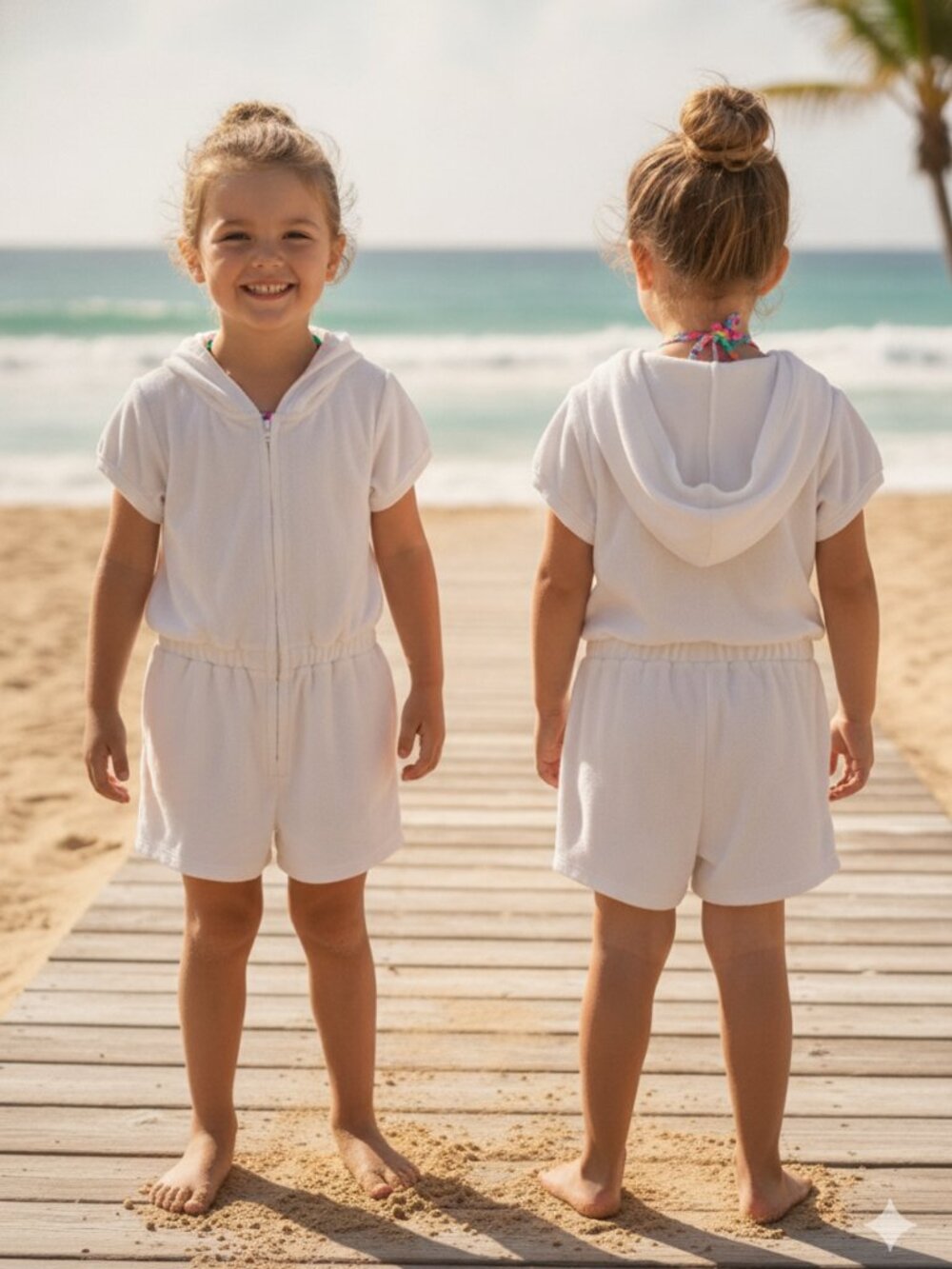 Tucker + Tate Kid's Terry Cloth Hooded Rumper Coverup White 8